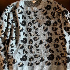 Oversized Crew-neck Leopard Print Sweater